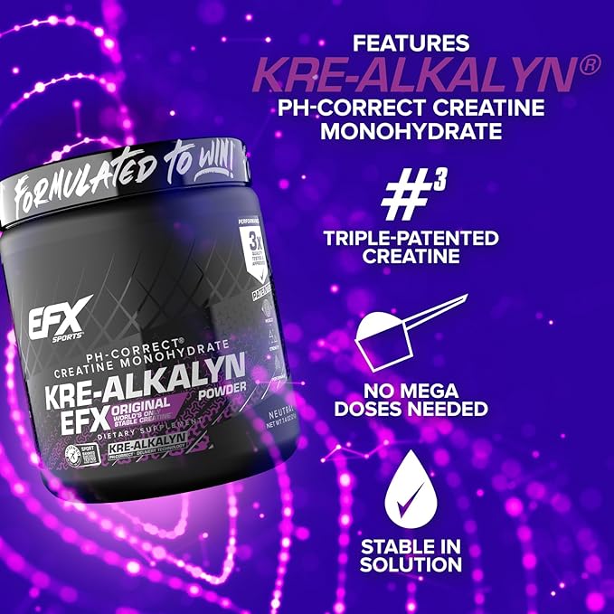 EFX Sports Kre-Alkalyn EFX Powder | pH Correct Creatine Monohydrate Powder Supplement | Strength