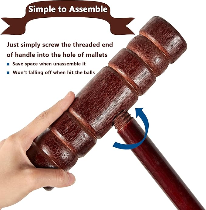 Croquet Set for Adults - 8 Players Croquette Kit with 35In Deluxe, 32In Regulation Size Rubber Wood