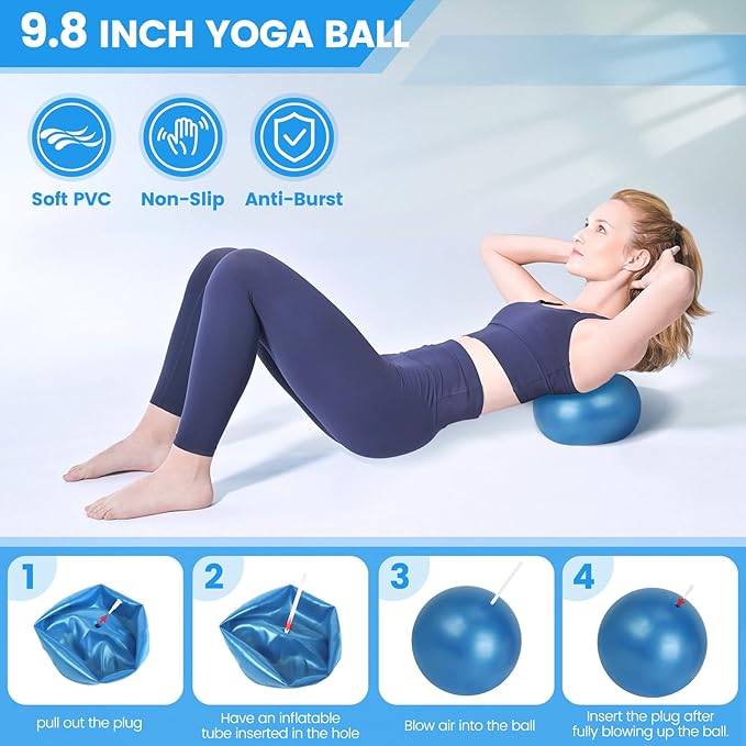 Home Pilates Essentials Kit for Women,Pilates Equipment Set with 9 Inch Yoga Ball,Figure 8