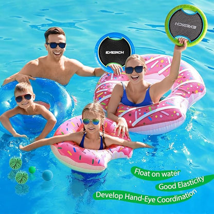 EVERICH TOY Trampoline Paddle Ball Set with 4 Bouncy Paddles & 8 Balls - Soft Foam Design for Kids