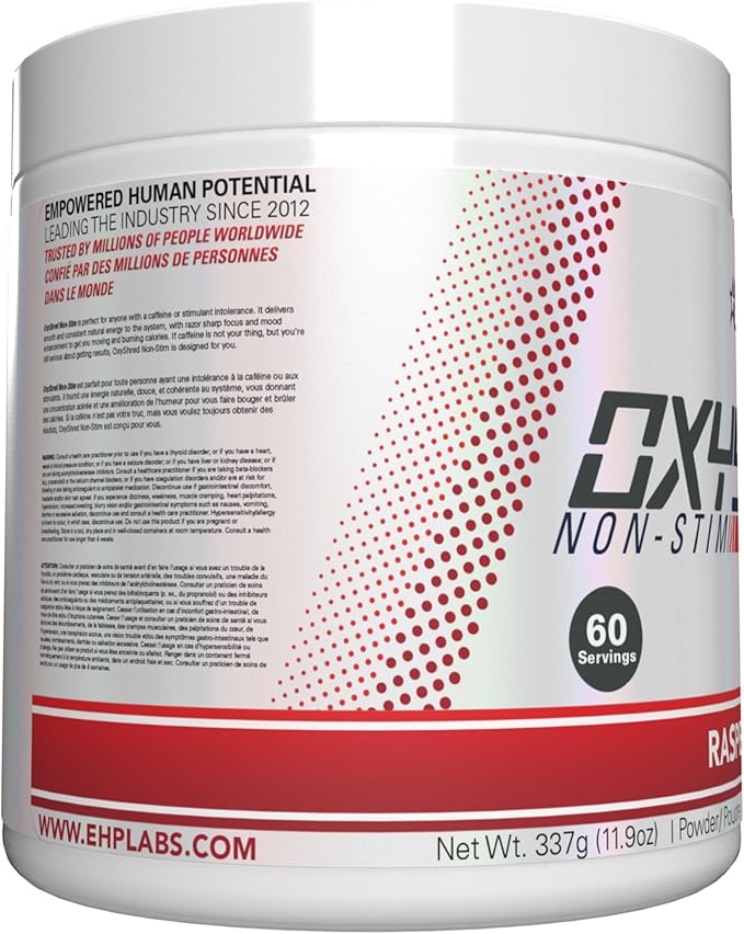 EHP Labs OxyShred Non Stimulant Pre Workout Powder - Stim Free, Caffeine Free Preworkout for Men &