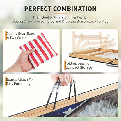 Cornhole Set, Corn Holes Outdoor Game, Regulation 2X4 Cornhole Boards, Portable Cornhole Set