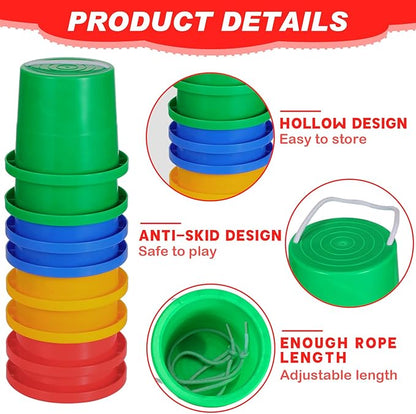 Hungdao 12 Pairs Balancing Stilts for Kids Walking Bucket Stilts Plastic Walking Toy with