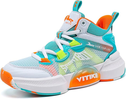 JMFCHI Kids Basketball Shoes High-top Sports Shoes Sneakers Durable Lace-up Non-Slip Running Shoes