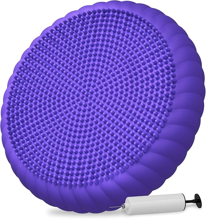 Wobble Cushion with Inflation Pump - Wobble Disk Balance Disc Wiggle Seat for Sensory Kids, Balance