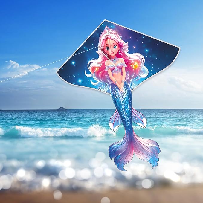 HENGDA KITE Beautiful Mermaid Kite for Kids Children Lovely Cartoon,Easy to Fly and