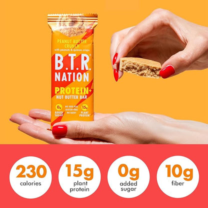 B.T.R Nation Vegan Keto Plant Based High Protein & HIgh Fiber Bars - Peanut Butter Crunch Protein+