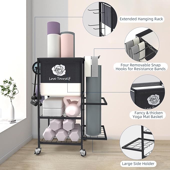 Yoga Mat Storage Rack，Home Gym Storage Rack Gym Workout Equipment Storage Organizer Fitness Weight