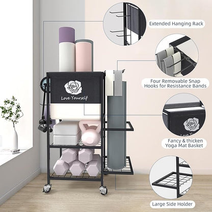 Yoga Mat Storage Rack，Home Gym Storage Rack Gym Workout Equipment Storage Organizer Fitness Weight
