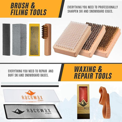 RaceWax Digital Elite Ski Snowboard Tuning Kit: Complete Edge-Base Tools, Wax, Iron - (FD-1000)