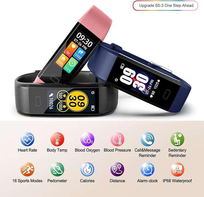 ENGERWALL Fitness Tracker with Step Counter/Calories/Stopwatch, Activity Tracker with Heart Rate