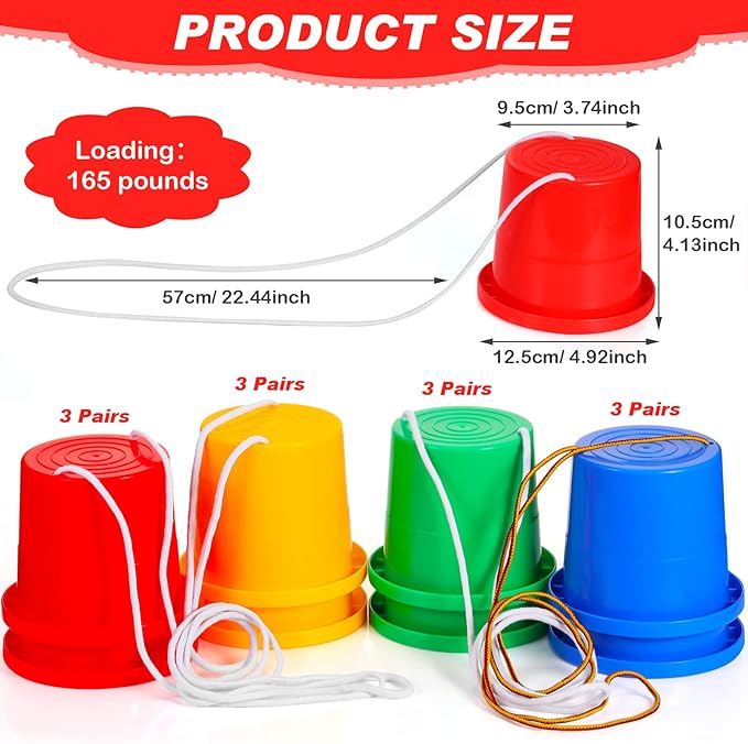 Hungdao 12 Pairs Balancing Stilts for Kids Walking Bucket Stilts Plastic Walking Toy with