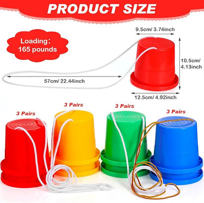 Hungdao 12 Pairs Balancing Stilts for Kids Walking Bucket Stilts Plastic Walking Toy with