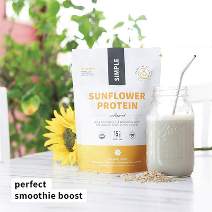 Sprout Living Simple Sunflower Seed Protein Powder, 15 Grams Organic Plant Based Protein Powder