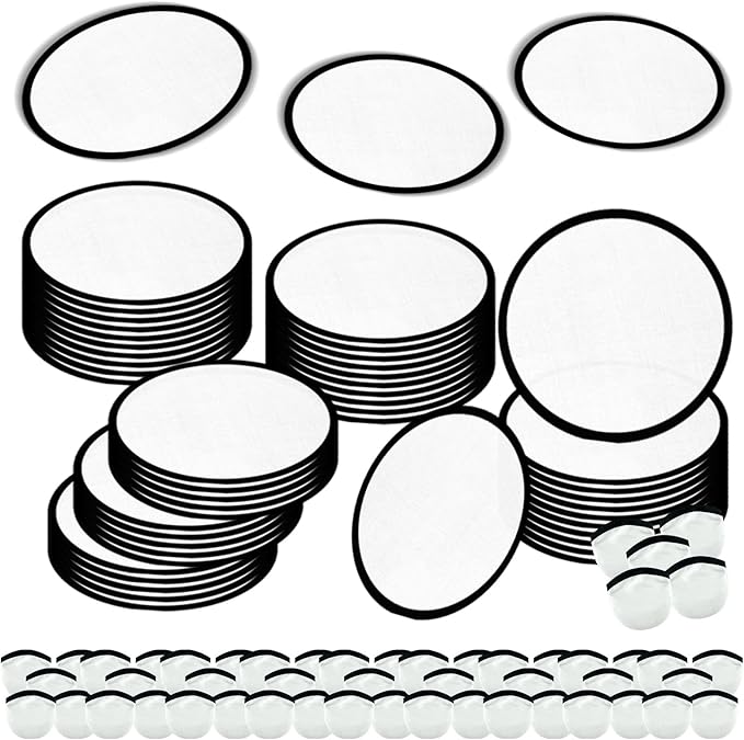 50PCS Foldable Flying Disc Fans with Bags, 9.8'' DIY Handheld Black Egde Fabric Folding Fan for