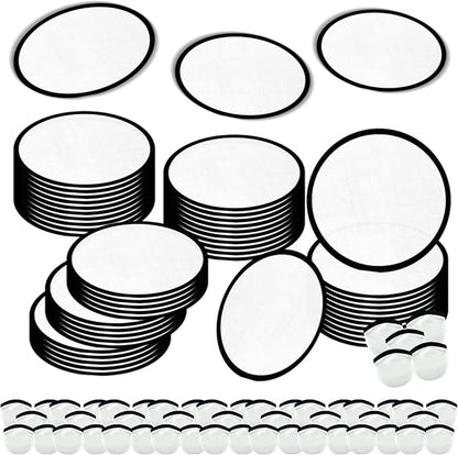 50PCS Foldable Flying Disc Fans with Bags, 9.8'' DIY Handheld Black Egde Fabric Folding Fan for