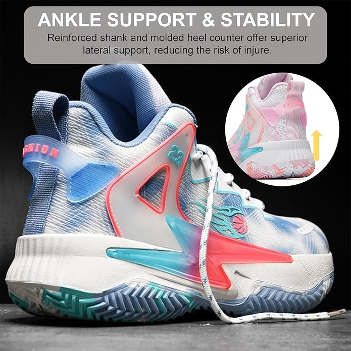 Moodeng Womens Basketball Shoes Breathable Non Slip Sports Shoes Fashion Running Sneakers