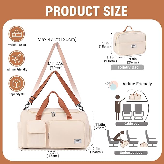 FIORETTO Women's Gym Duffle Bag with Shoes Compartment, 37L Capacity, Ideal for Travel, Gym