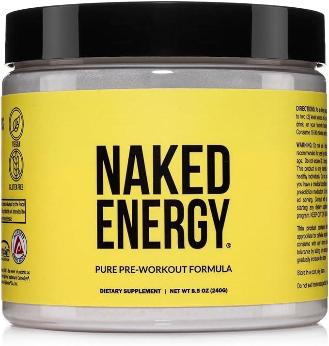 NAKED Energy - Pure Pre Workout Powder for Men and Women, Vegan, Unflavored, Healthy Pre Workout