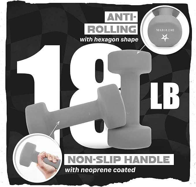 Yes4All Neoprene Coated Dumbbell Hand Weight Sets of 2 - Multiple Weight Options with 15 Colors