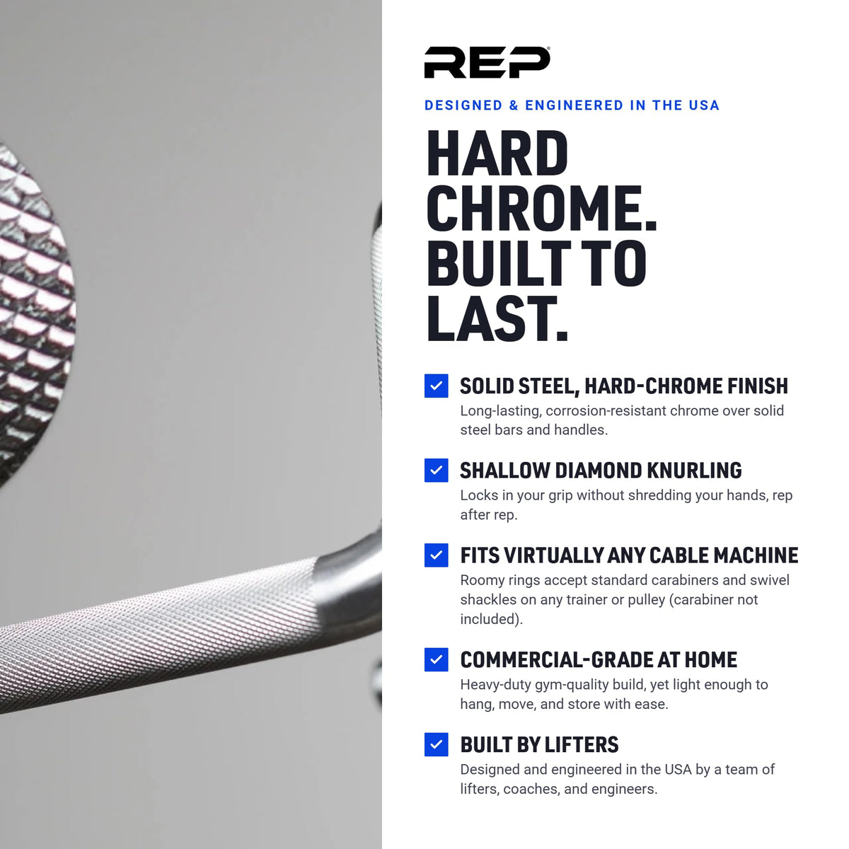 REP Fitness Multi Grip Curl Bar Cable Attachment, EZ Bar for Bicep & Tricep