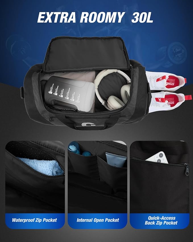Gonex Gym Duffel Bag with Shoe Compartment Wet Pocket, Large Capacity Sports Duffle Bag for Men