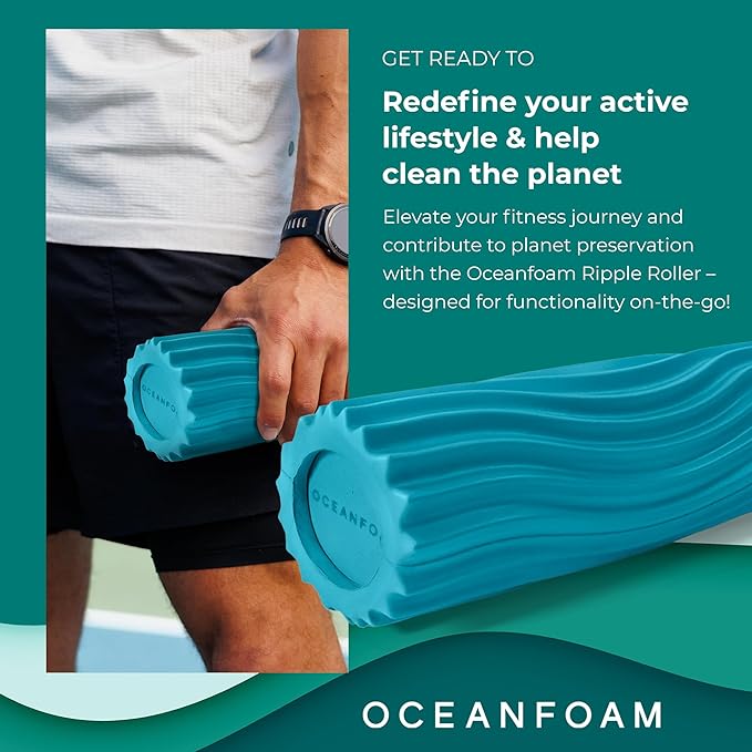 Oceanfoam Ripple Travel Foam Roller (11" x 3.35") Firm Mini Foam Roller for Physical Therapy, Deep