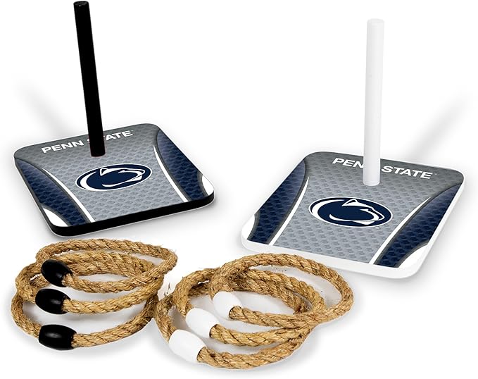Solid Wood College Quoits Set with Direct Print HD Team Graphics – Tailgate Ring Toss Game – Great