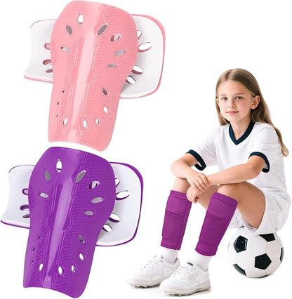 2 Pairs Shin Guards Soccer for Kids,Shin Pads Extra Lightweight Breathable Slide in Shin Guard for