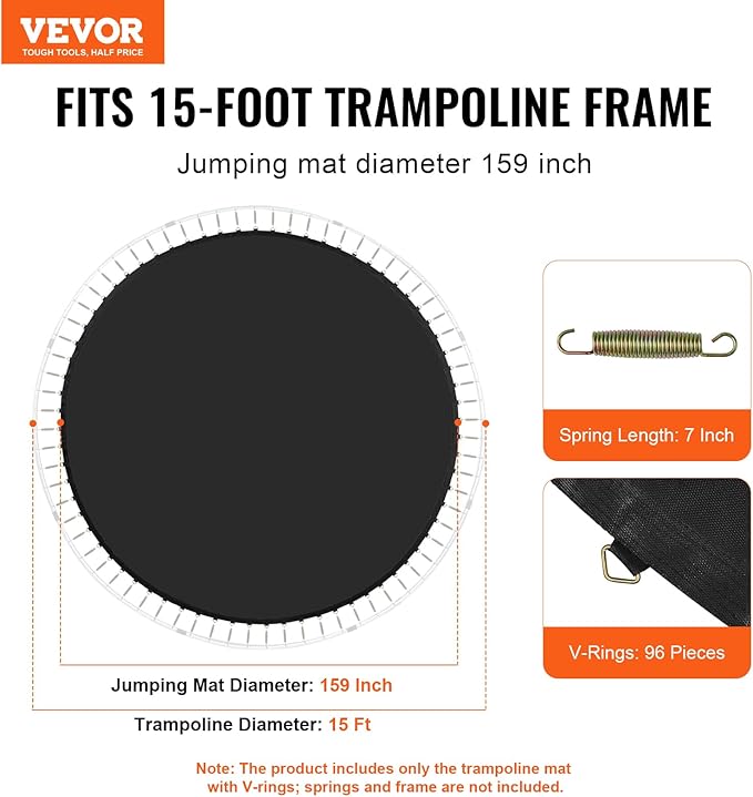 VEVOR Replacement Trampoline Mat, Universal Jumping Round Trampoline, Reinforce UV-Resistant Mat