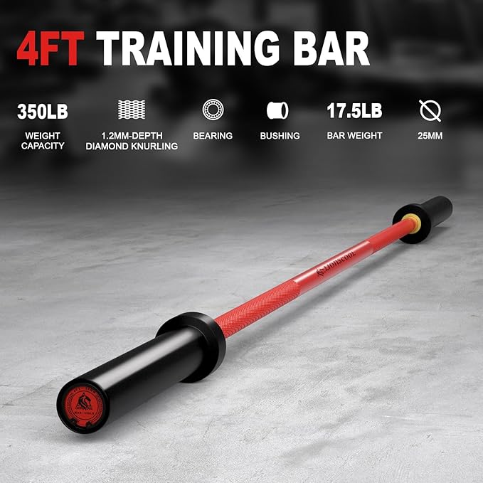 LIONSCOOL Premium 4ft/4.9ft/6ft Barbell for Strength Training and Olympic Weightlifting, 2 Inch Bar