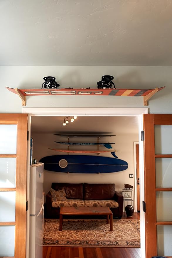Bamboo Snowboard Wall Mount ??Horizontal Snowboard Rack for Display or Storage ??Durable Wall