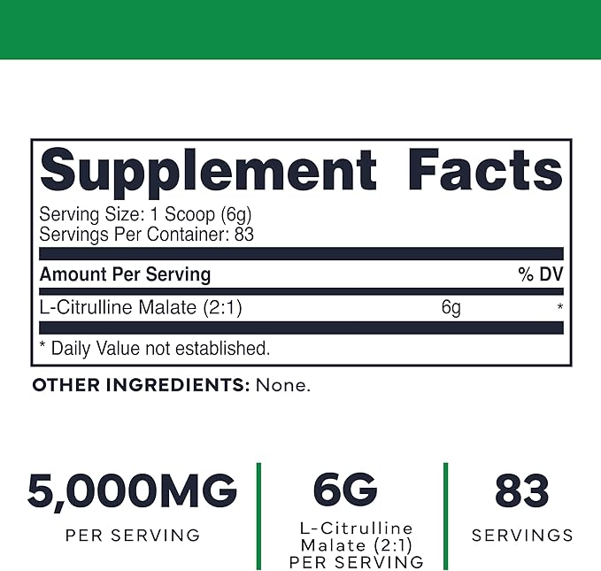 Type Zero Clean L-Citrulline Malate 2:1 Powder Drink Mix (500g, Unflavored) (83 Servings) - Keto
