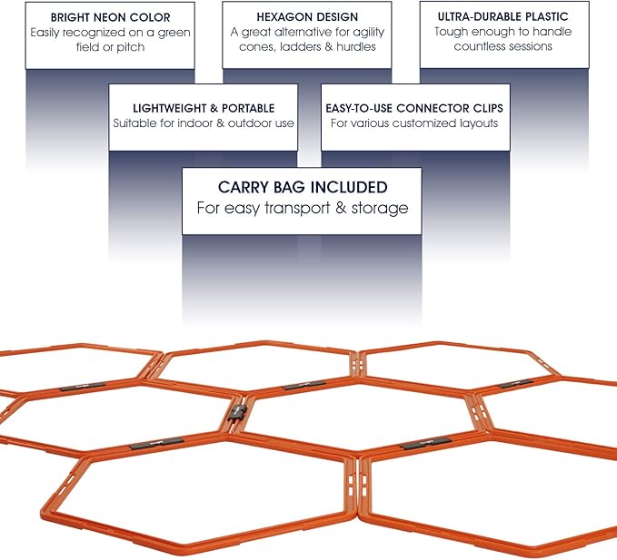 Yes4All Hex Agility Rings/Speed Rings with Carrying Bag – Hexagon Rings, Agility Hurdles for