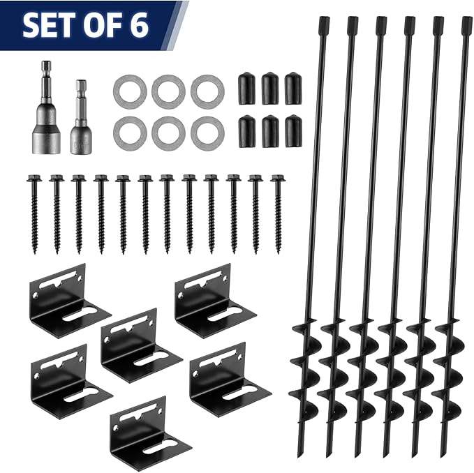 MIXXIDEA 24 in Mobile Home Anchors, Metal Ground Anchor Screw in, Heavy-Duty Earth Anchors with