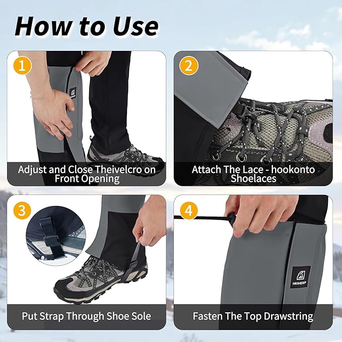 Leg Gaiters 100% Waterproof Adjustable Shoe Snow Boot Guard Gators for Hiking Shoe Cover Hunting