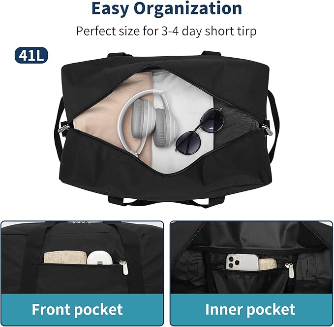 21 inch Gym Bag for Men - 40L Travel Duffel Bag Sport Duffle Bags for Weekend Overnight with Bottom