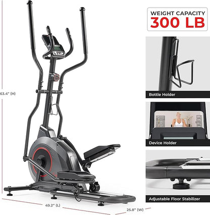 Sunny Health & Fitness Smart Upright Elliptical w/Pulse Sensor Built-in, Indoor Full-Body