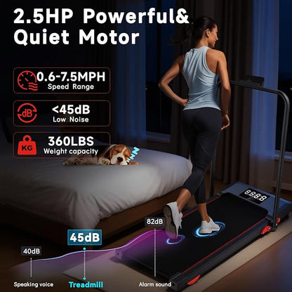 Walking Pad Treadmill with Incline and Handle Bar, 7.5MPH Under Desk Treadmill for Home Office, 360