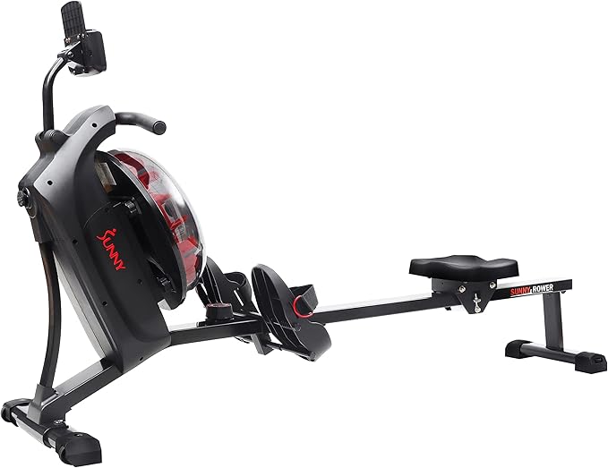 Sunny Health & Fitness Elite Water Rowing Machine with High Dynamic Resistance Vertical Tank