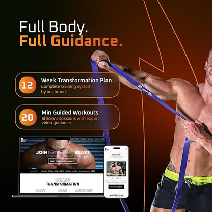 Basement Beast Resistance Bands for Working Out – Long Exercise Bands Resistance for Home Workouts