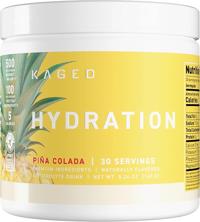 Kaged Electrolyte Hydration Powder | Hydracharge Pina Colada | Sports Drink for Men and Women |