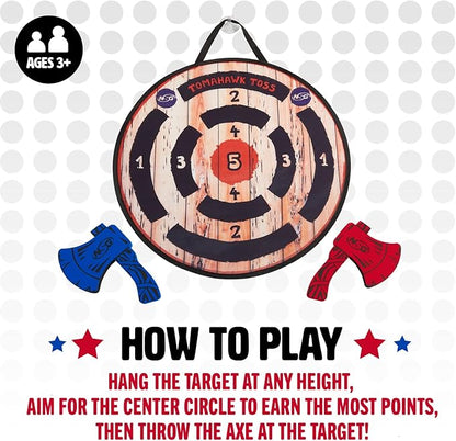 NSG Tomahawk Toss - Foam Axe Throwing Game for Kids - Two Lightweight Axes with Large Easy Stick