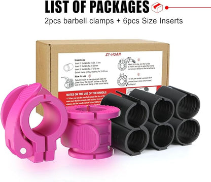 Barbell Clips 1 Inch Quick Release Weight Clamps 0.9-1.18inch Multi-Size Adjustable Olympic Clamps