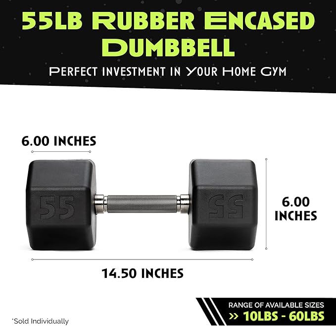Rubber Coated Dumbbells - No Roll Design Easy-Grip Steel Knurled Handle, Weights Dumbbells Set for
