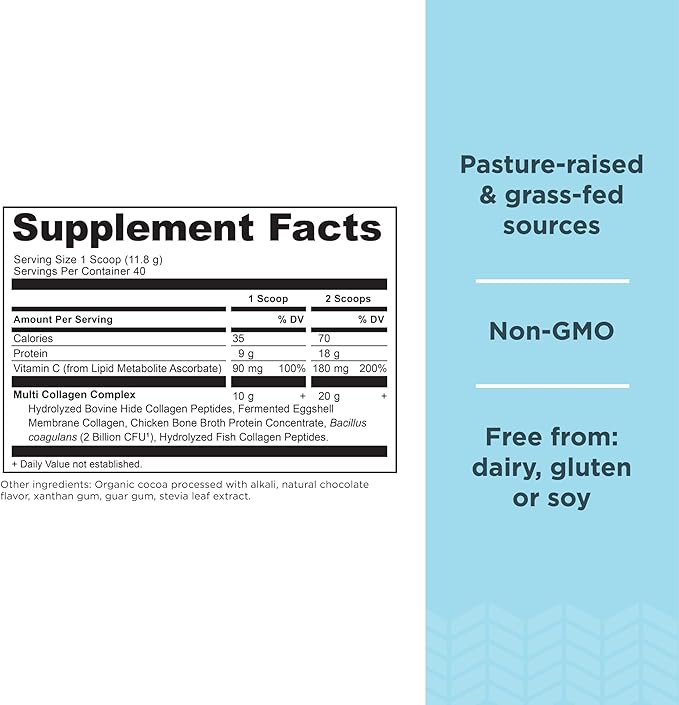 Ancient Nutrition Hydrolyzed Collagen Peptides Powder with Probiotics, Chocolate Multi Collagen