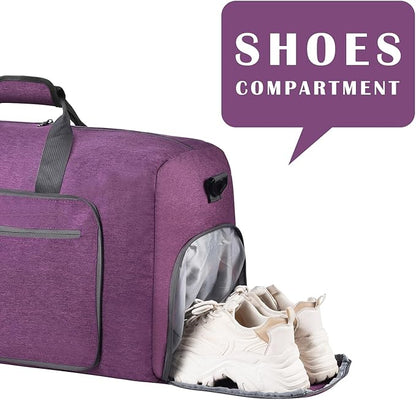 Felipe Varela Duffle Bag with Shoes Compartment and Adjustable Strap,Foldable Travel Duffel Bags