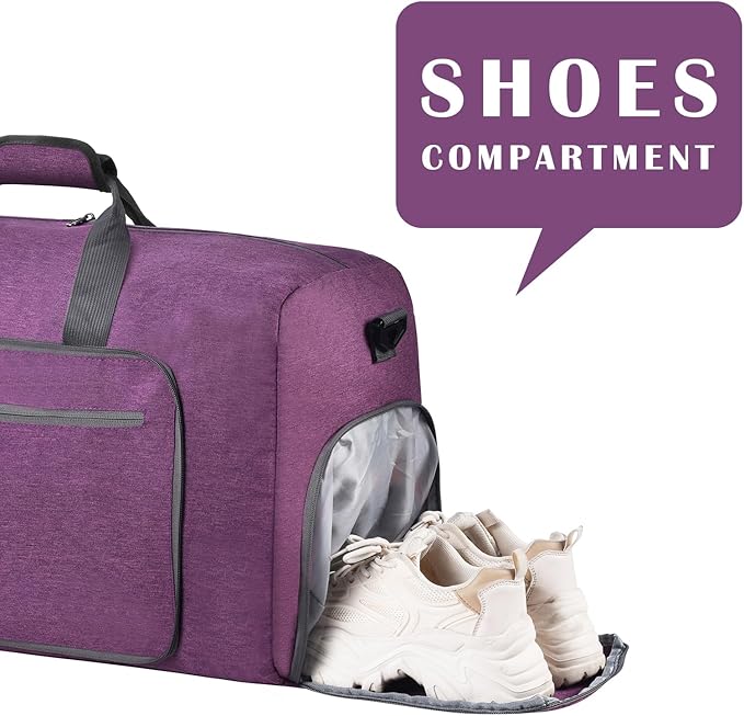 Felipe Varela Duffle Bag with Shoes Compartment and Adjustable Strap,Foldable Travel Duffel Bags