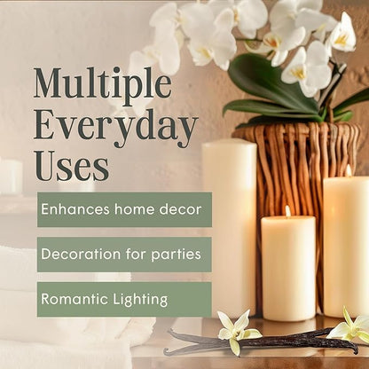 Mister Candle Dripless Vanilla Scented Ivory Pillar Candles Set of 3, Hand Made Vanilla Pillar
