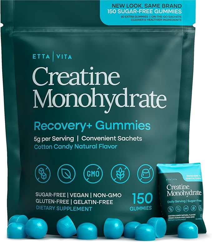 Sugar-Free Creatine Monohydrate Gummies (5g Per Packet) - Potent Creatine Gummies for Men & Women